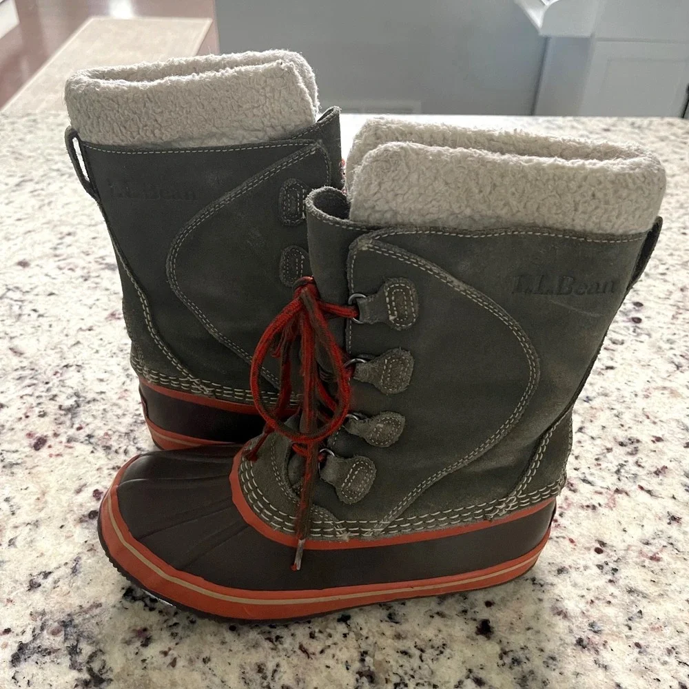 LL Bean Snow Boots Kids 3 Green Duck Boots Gorpcore Insulated Waterproof 295601